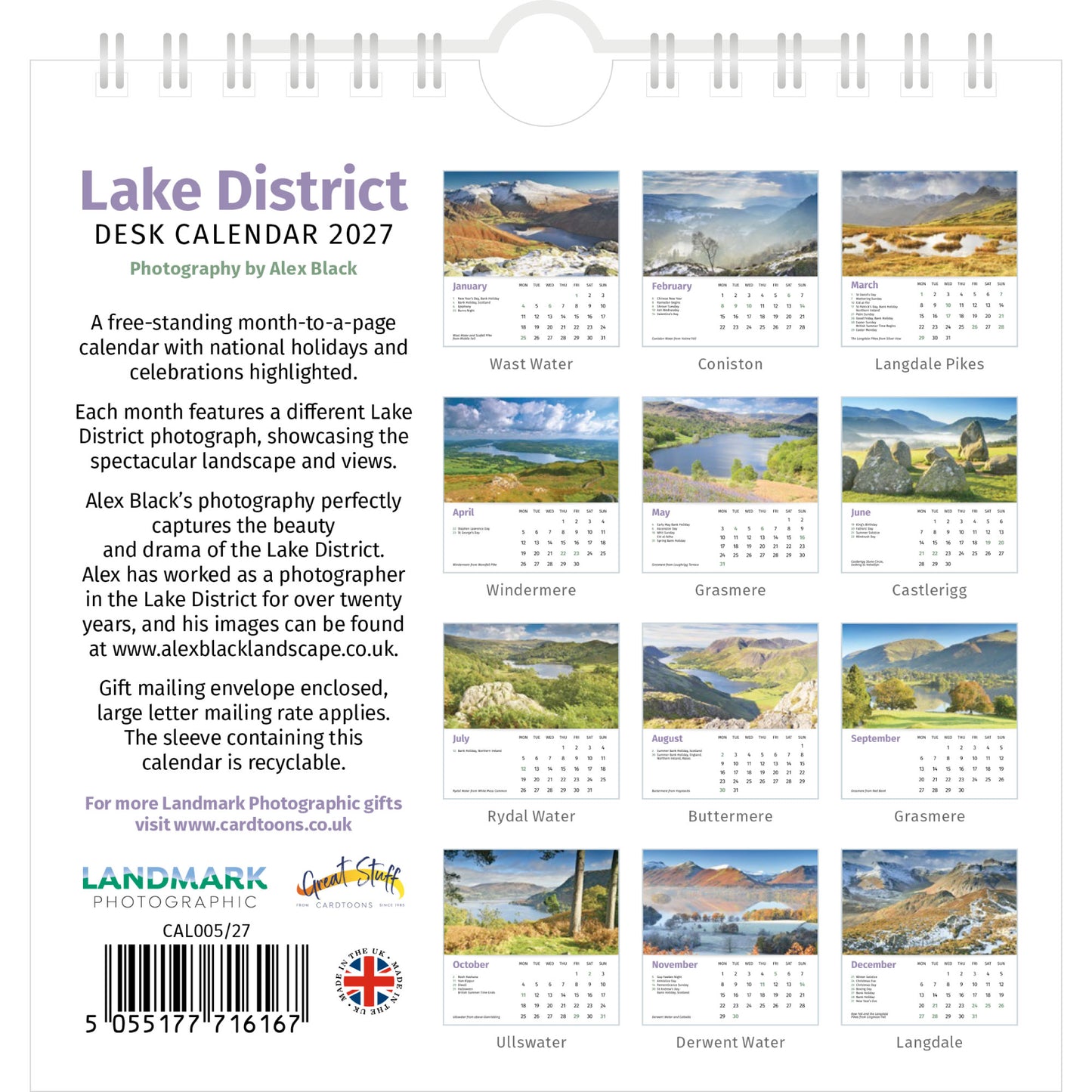 Lake District Desk Calendar 2027 - Back Cover