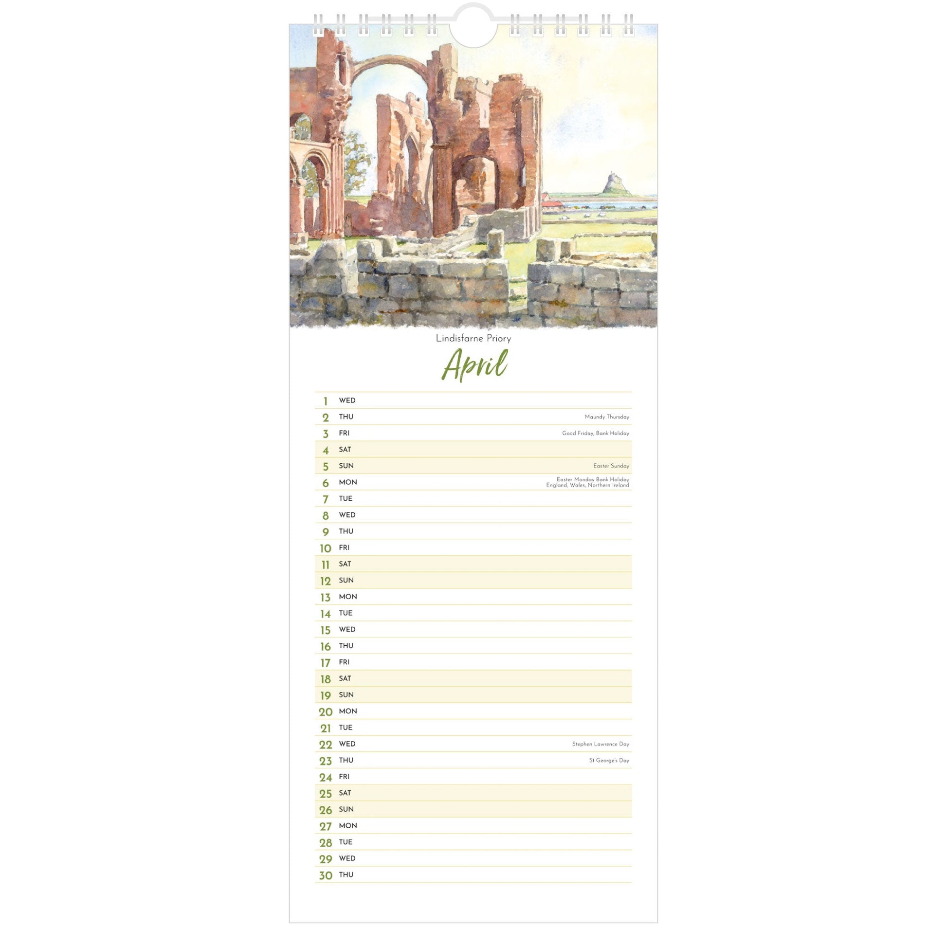 2026 Northumbria Watercolours Calendar – April