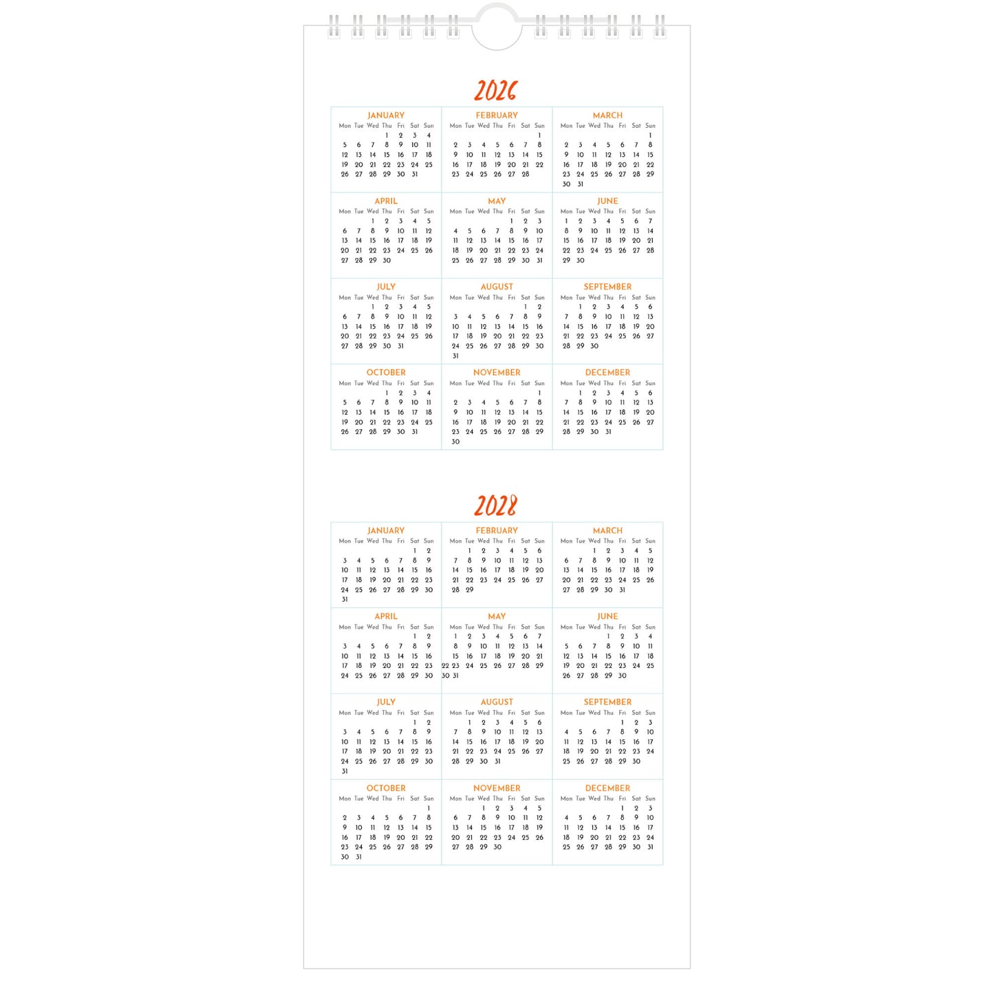Northumbria Watercolours Slimline Calendar 2027 - Quickview Page