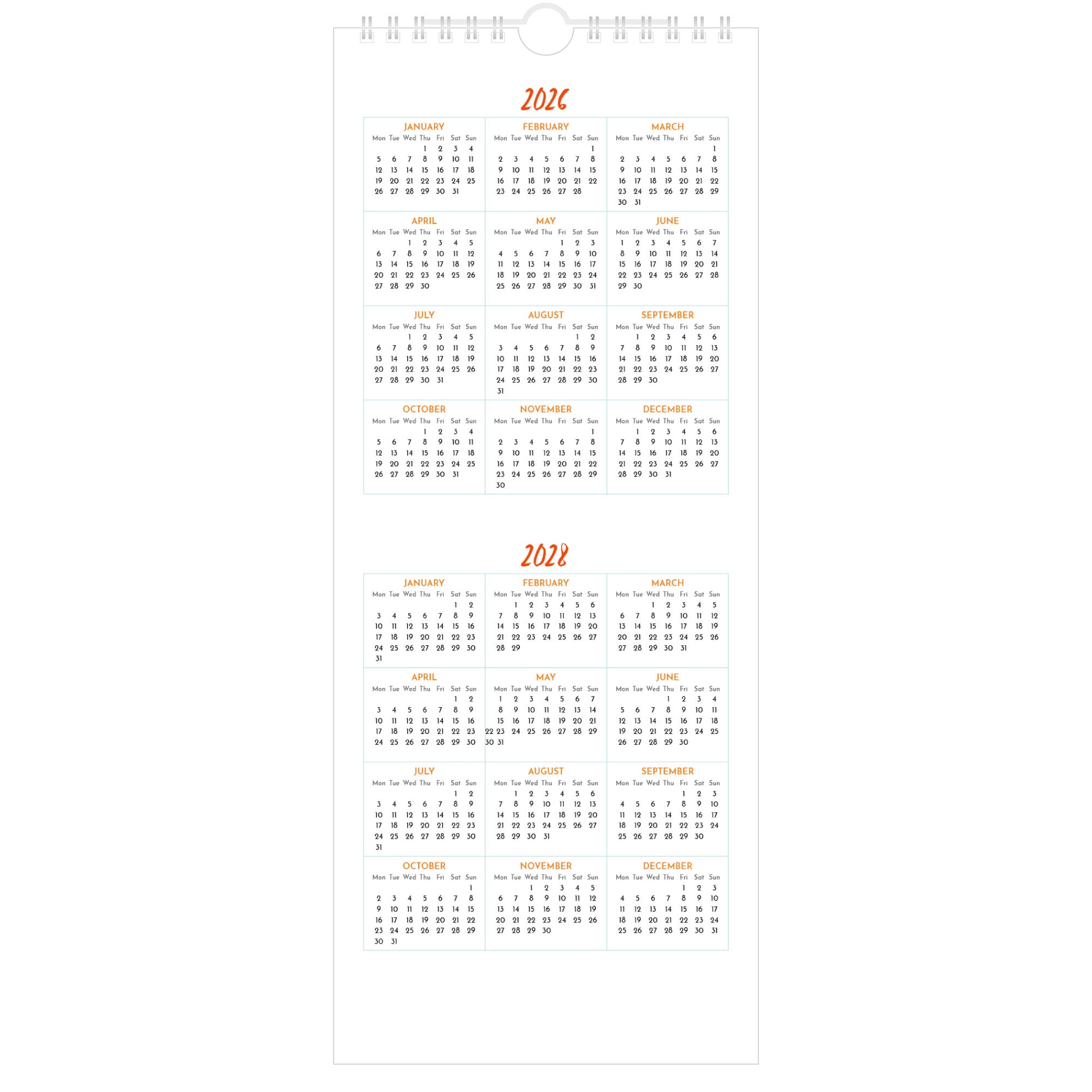 Northumbria Watercolours Slimline Calendar 2027 - Quickview Page