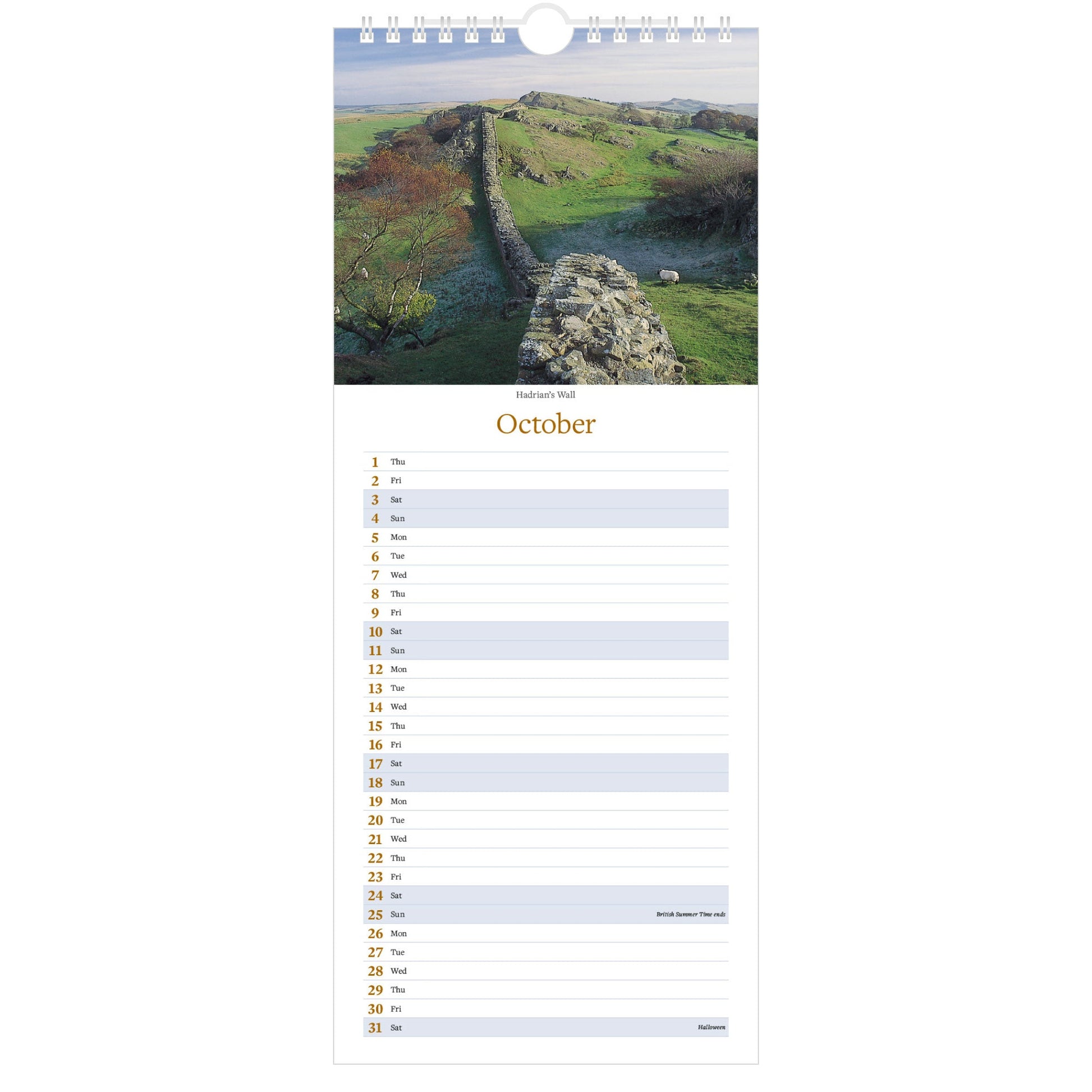 2026 Northumberland Slimline Calendar – October