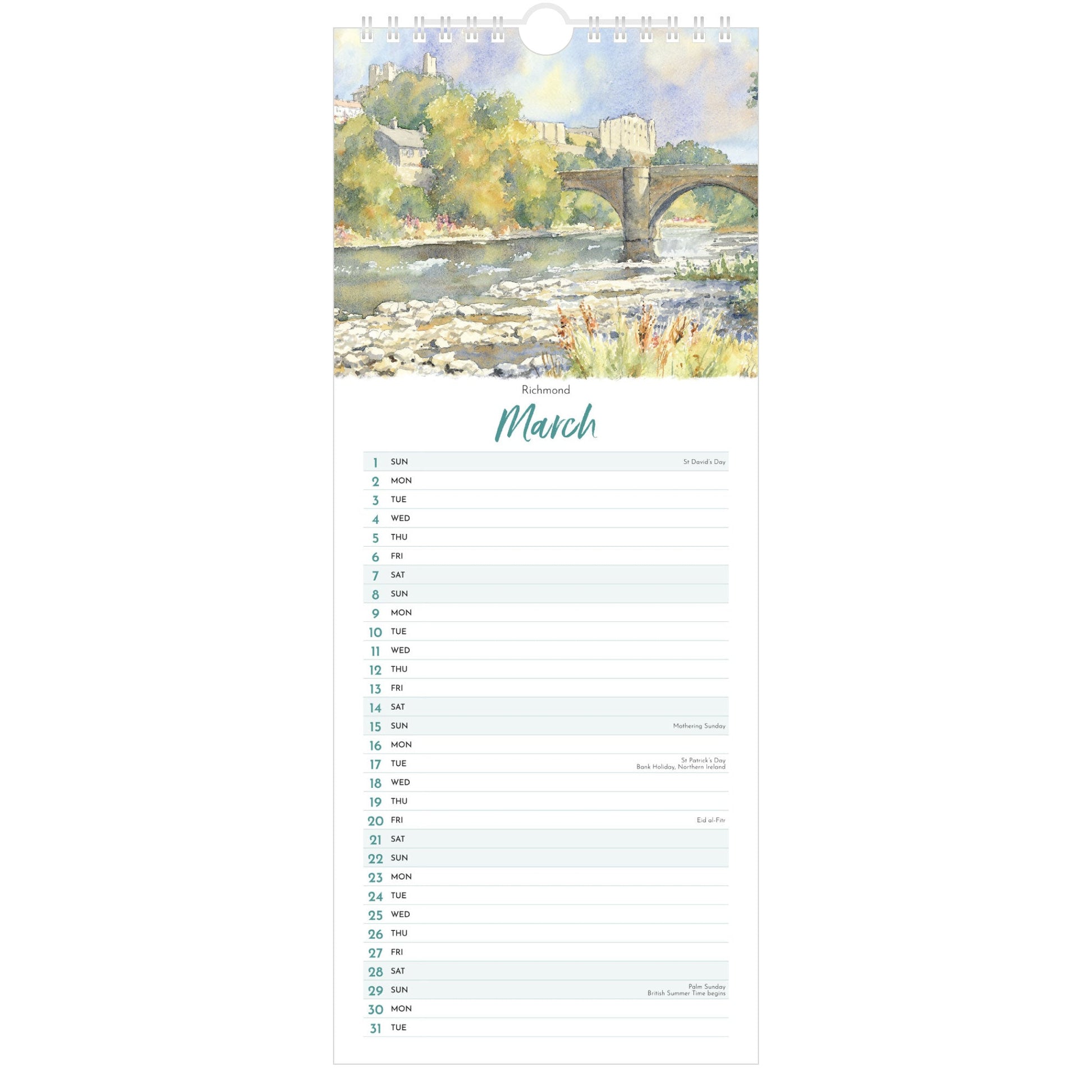 2026 Yorkshire Watercolours Calendar – March