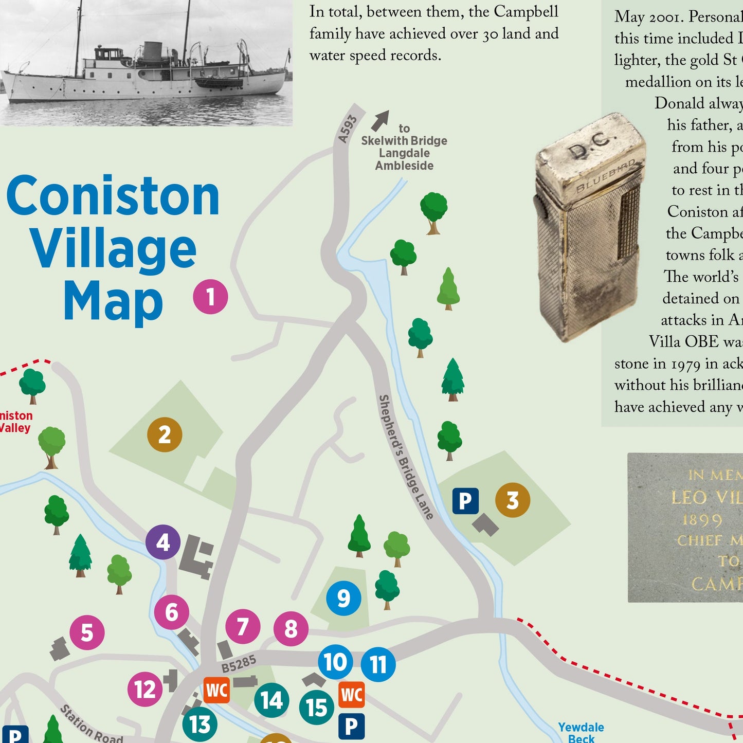 Donald Campbell's Coniston Photoguide Lap Map close-up