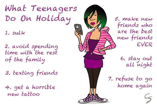 "What Teenagers Do On Holiday" Postcard | Great Stuff from Cardtoons