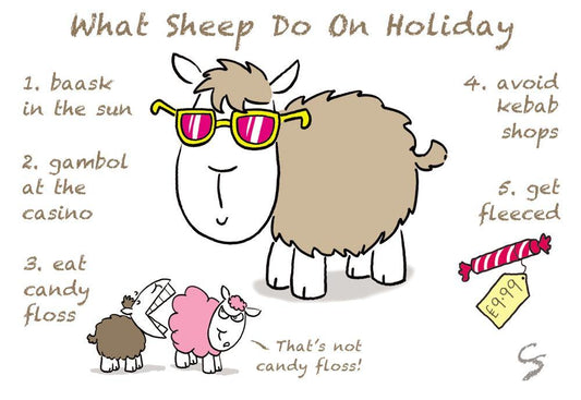 "What Sheep Do On Holiday" Postard | Great Stuff from Cardtoons