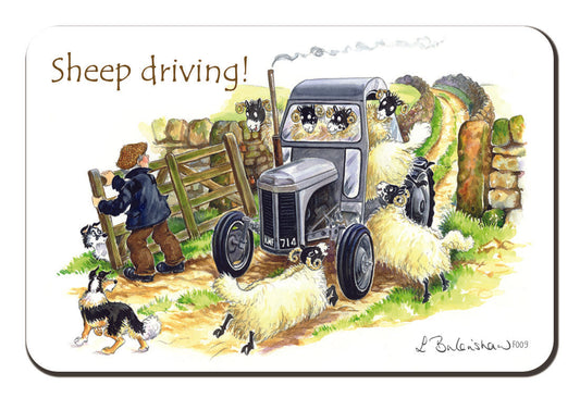 Country Comicals "Sheep Driving" Fridge Magnet