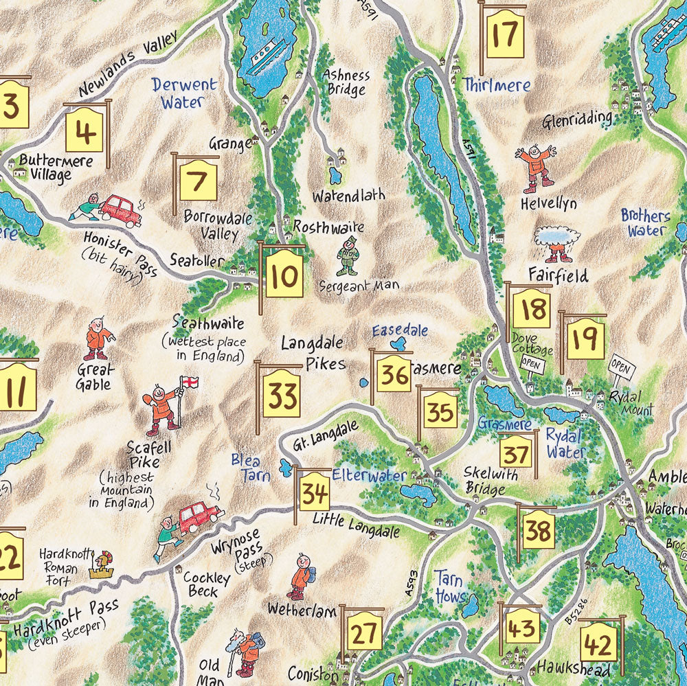 Lake District Pub Grub Lap Map closeup of map