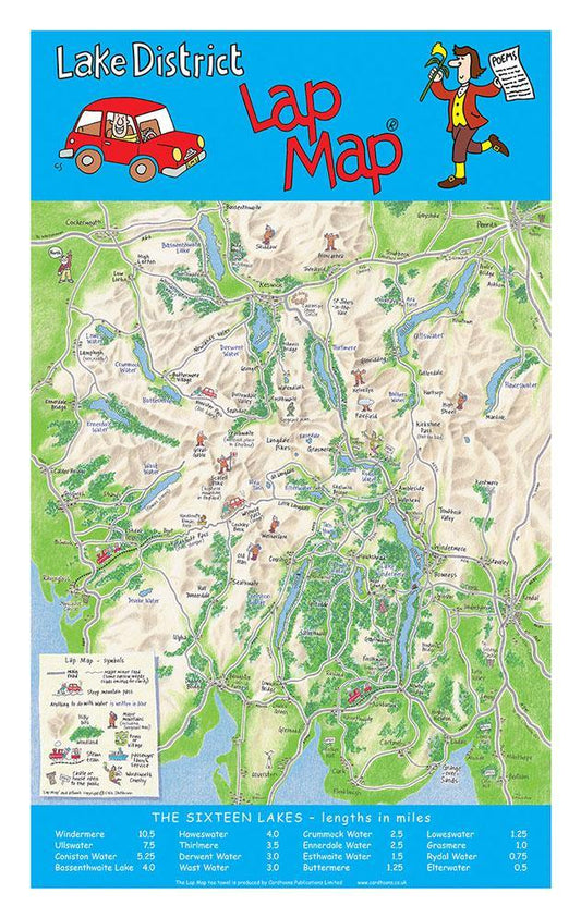 Lake District Lap Map Tea Towel | Great Stuff from Cardtoons