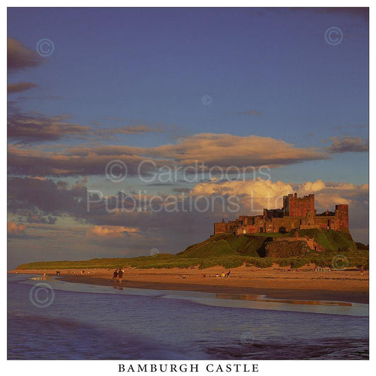 Bamburgh Castle Square Postcard by Cardtoons