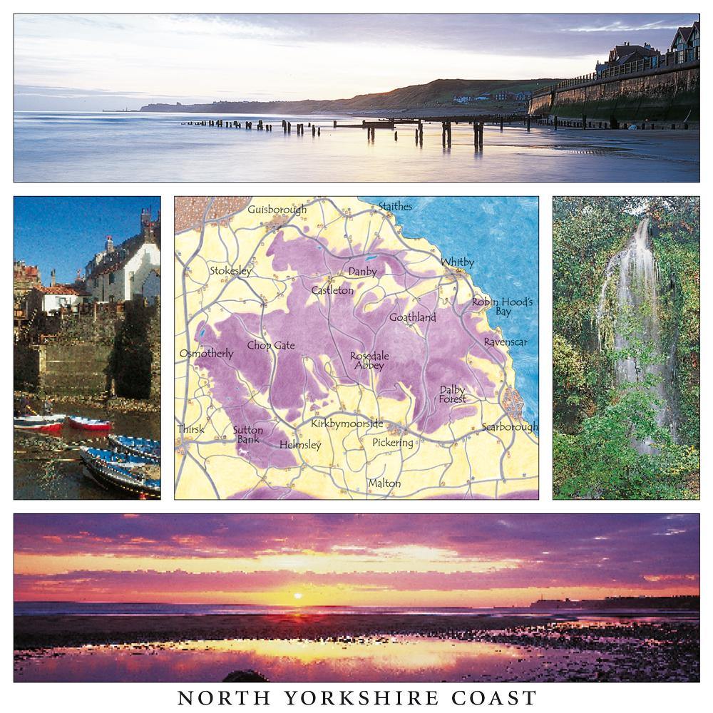 North Yorkshire Coast Square Postcard by Cardtoons