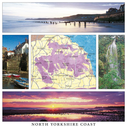 North Yorkshire Coast Square Postcard by Cardtoons