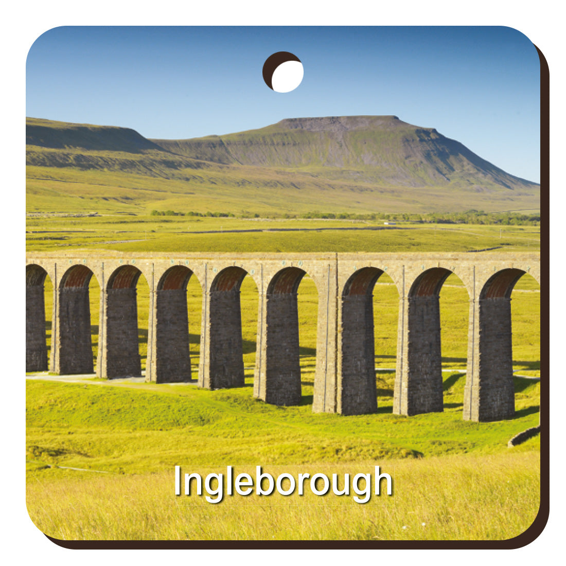 Ingleborough & Ribblehead Viaduct Wooden Keyring | Great Stuff from Cardtoons