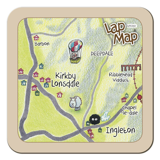 Kirkby Lonsdale lap map coaster by Cardtoons Publications