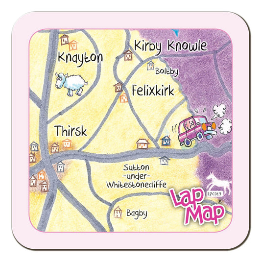 Thirsk lap map coaster by Cardtoons Publications