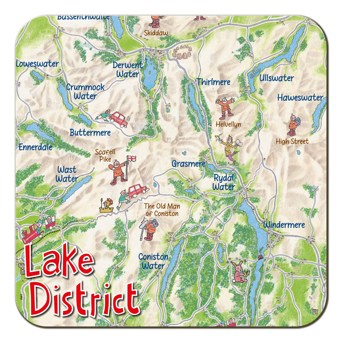 Lake District lap map coaster by Cardtoons Publications