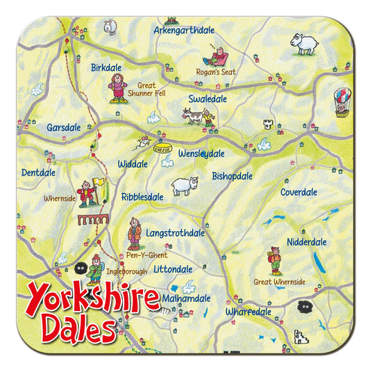 Yorkshire Dales lap map coaster by Cardtoons Publications