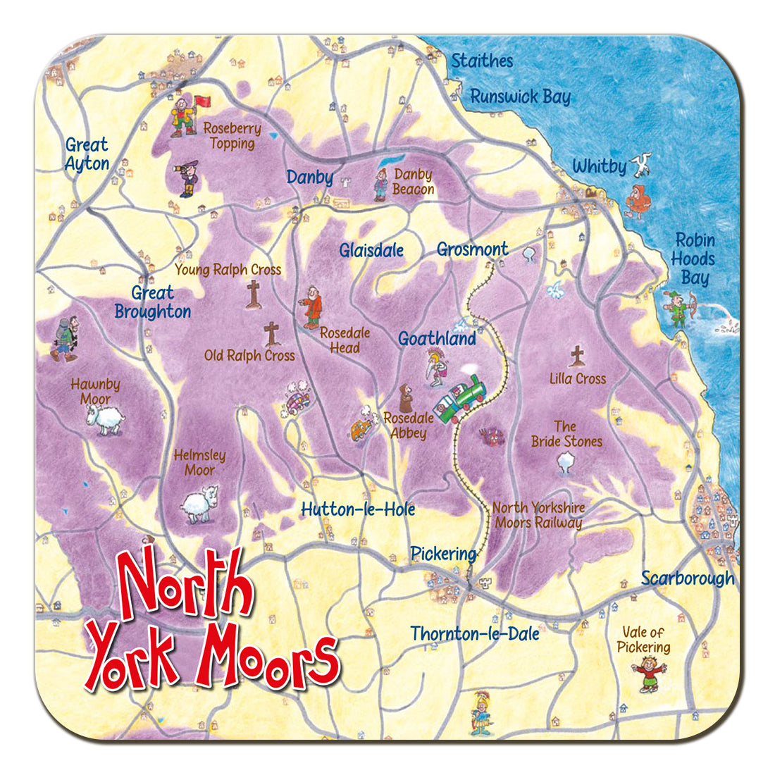 Northumberland lap map coaster by Cardtoons Publications