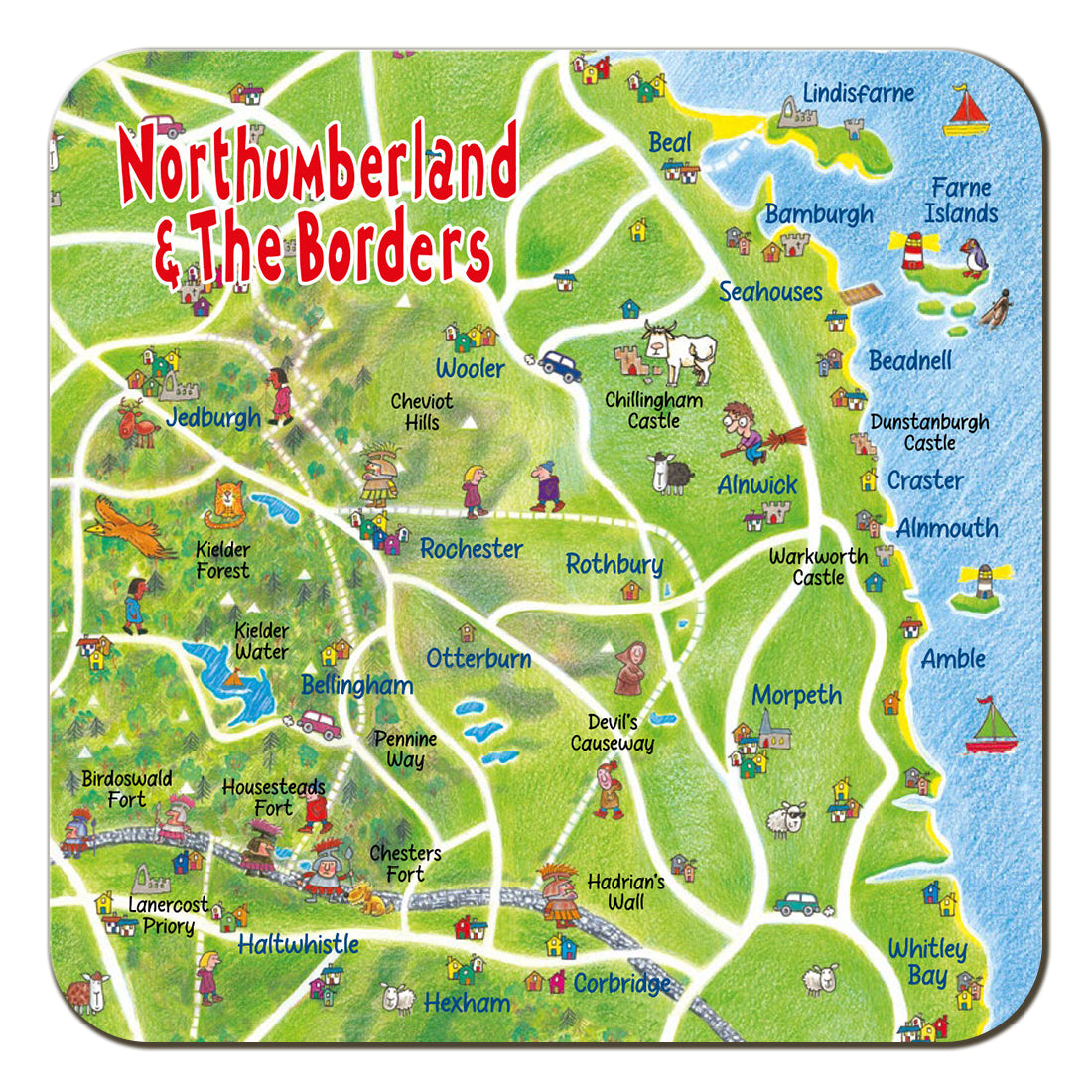 North York Moors lap map coaster by Cardtoons Publications