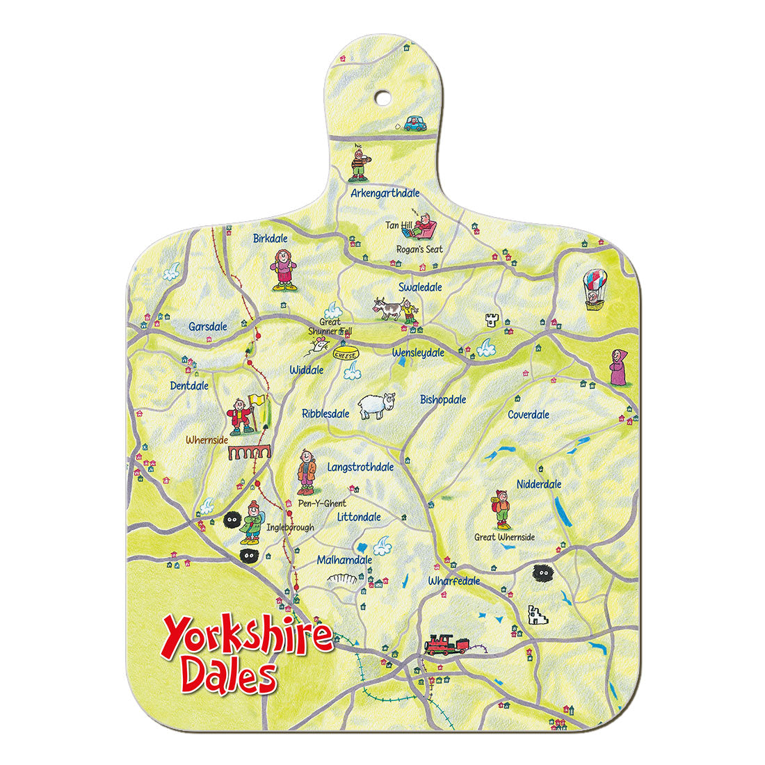 Yorkshire Dales Lap Map Chopping Board | Great Stuff from Cardtoons