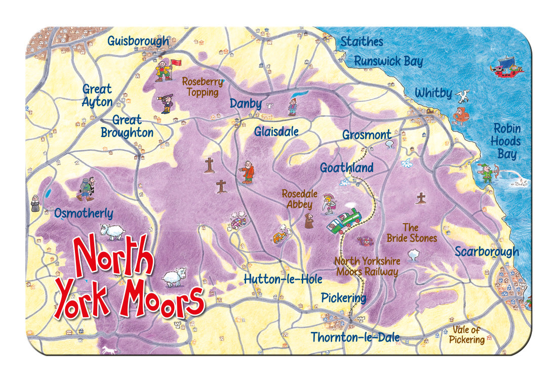 North York Moors Lap Map flexible fridge magnet - Great stuff from Cardtoons