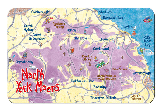 North York Moors Lap Map flexible fridge magnet - Great stuff from Cardtoons