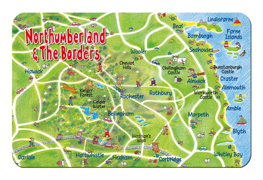 Northumberland Lap Map flexible fridge magnet - Great stuff from Cardtoons