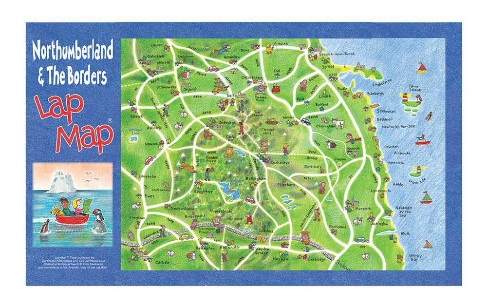 Northumbria Lap Map Tea Towel | Great Stuff from Cardtoons