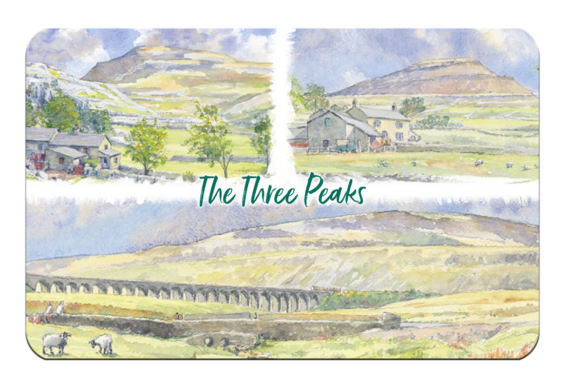 The Three Peaks Watercolour Flexible Fridge Magnet - Great Stuff from Cardtoons
