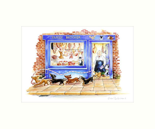 "Sausage Dog Chain" Art Print | Great Stuff from Cardtoons