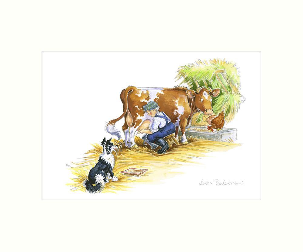 "Milking Time" Art Print | Great Stuff from Cardtoons