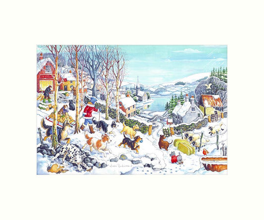 "Winter Walkies" Art Print | Great Stuff from Cardtoons