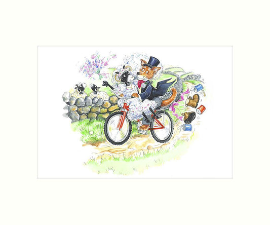 "Bicycle Made For Ewe" Art Print | Great Stuff from Cardtoons