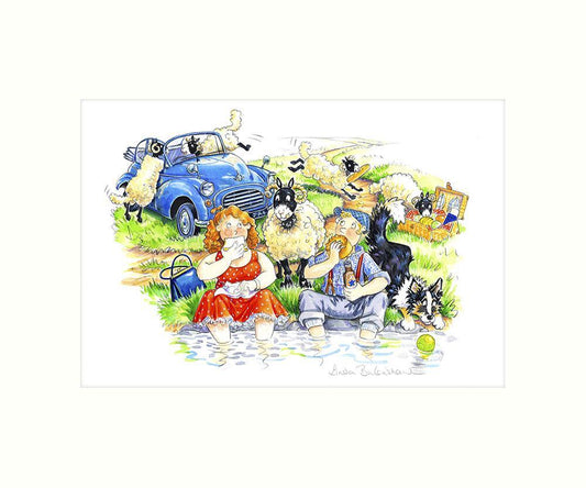 Woolly picknicking art print - Great Stuff from Cardtoons