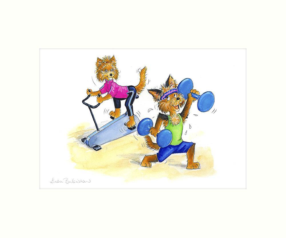 "Waggy Workout" Art Print | Great Stuff from Cardtoons