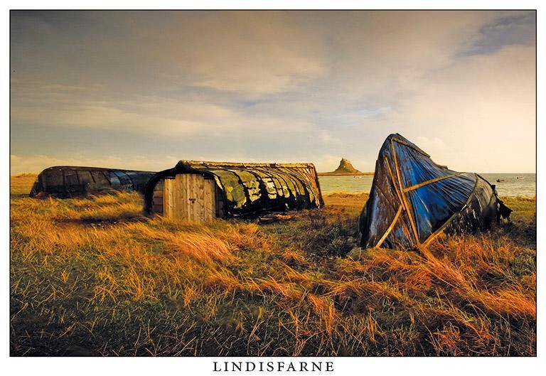 Lindisfarne Harbour and Castle postcard | Great Stuff from Cardtoons