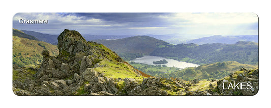 Grasmere from Helm Crag panoramic fridge magnet | Great Stuff from Cardtoons