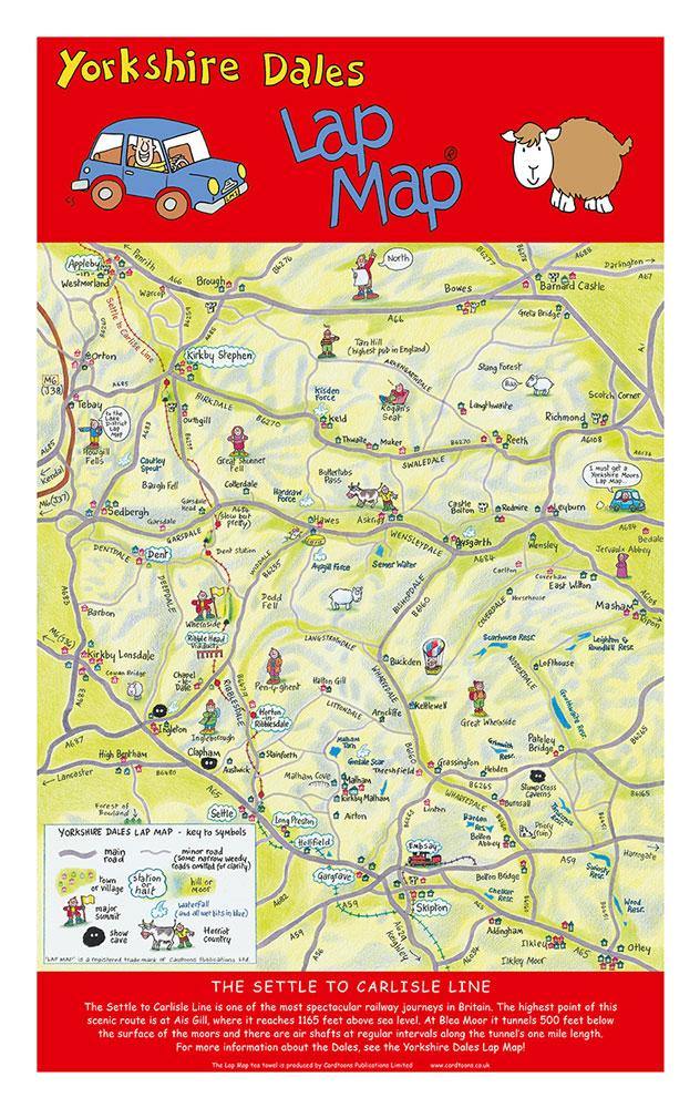 Yorkshire Dales Lap Map Tea Towel | Great Stuff from Cardtoons